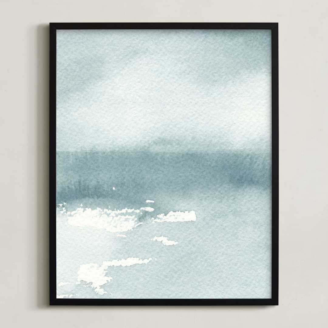 "Ice on the Lake" - Art Print in Ice Blue by Renee Anne Bouffard-McManus - Framed