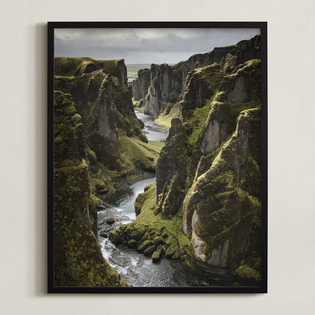 "Icelandic Canyon" - Art Print in Moss by Taryn Schumacher - Framed
