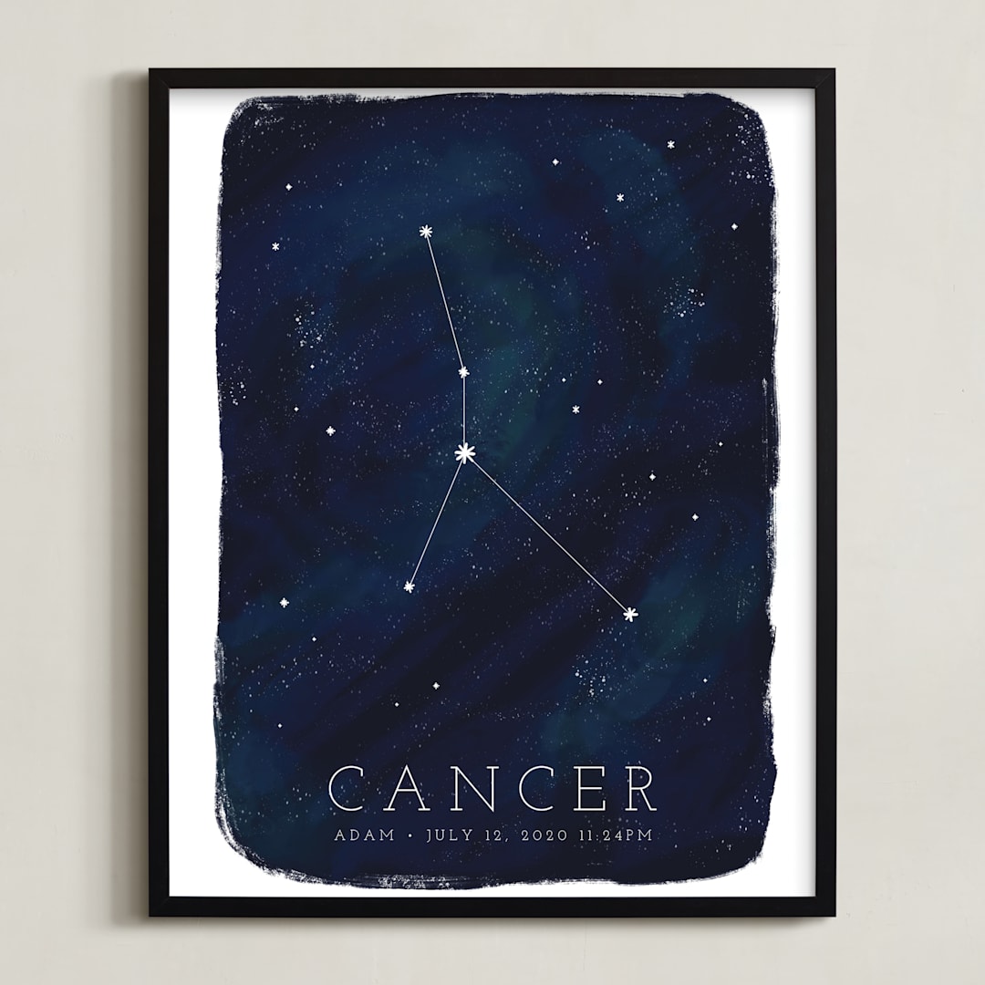 "Zodiac Constellation Cancer" - Personalized Art Print in Galaxy by Ashley Presutti Beasley - Framed