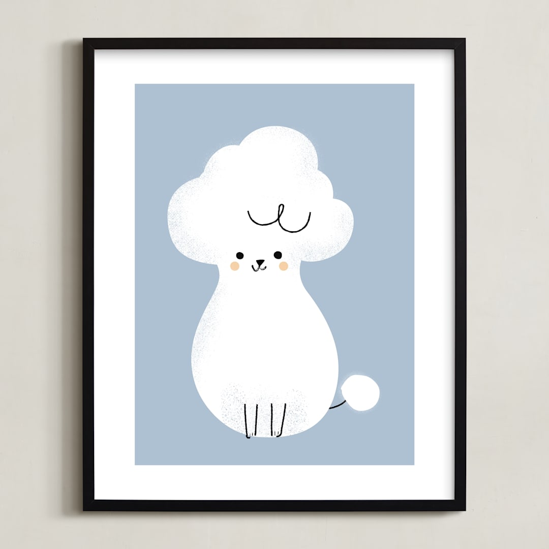"Poodle" - Art Print in Slate by Lori Wemple - Framed