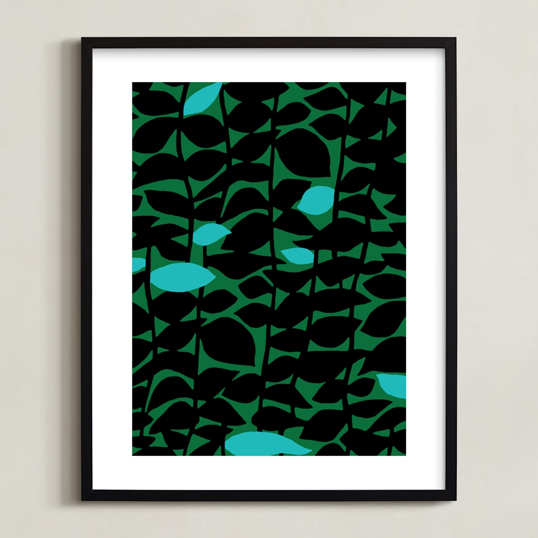 "Climbing Walls" - Art Print in Jade by Kristine Hegre - Framed