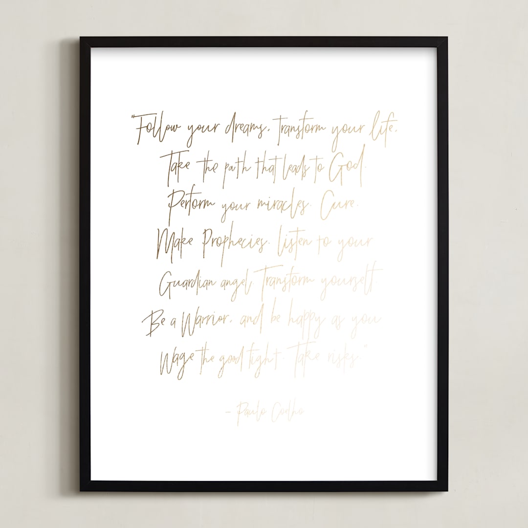 "Follow Your Dreams Quote" - Art Print in Goal Digger by Angelene - Framed