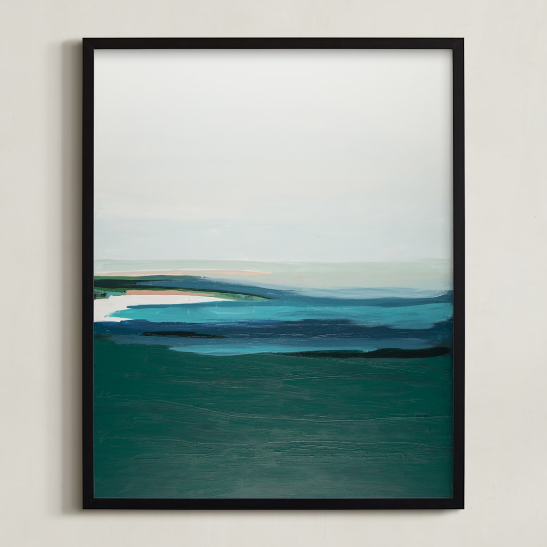 "Turquoise Seas" - Art Print in Turquoise by Caryn Owen - Framed