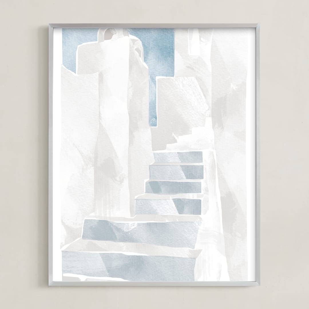 "when in santorini." - Art Print in azurite by silverscreen studio - Framed