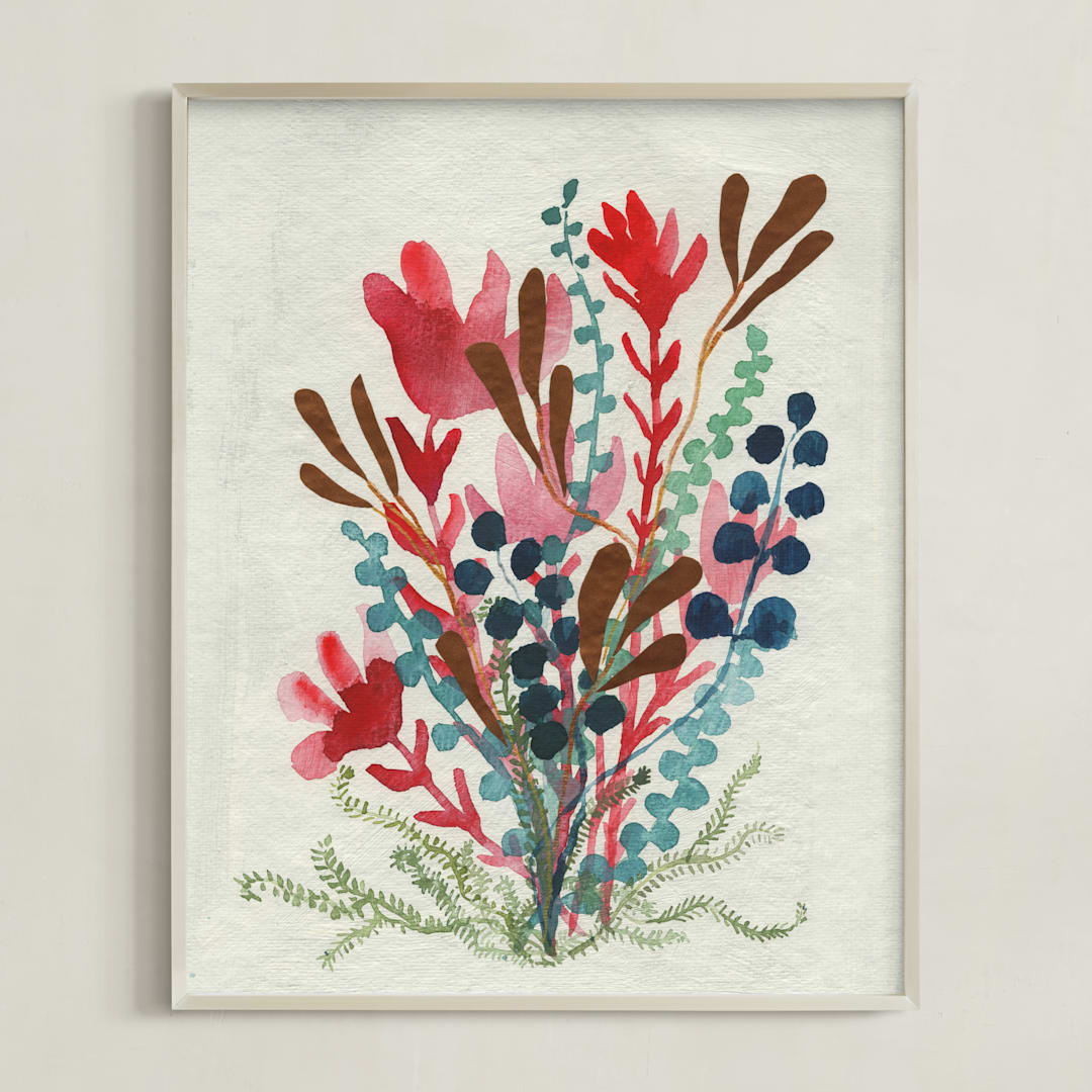 "Floral 2" - Art Print in Red by Aspa Gika - Framed