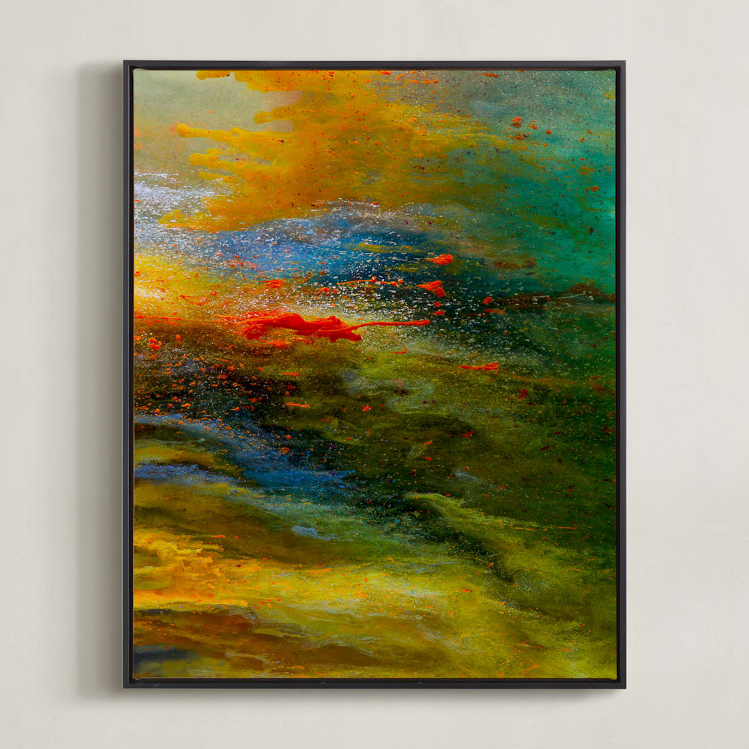"Aerial Views" - Art Print in Citrus by MGTeevan - Framed Canvas