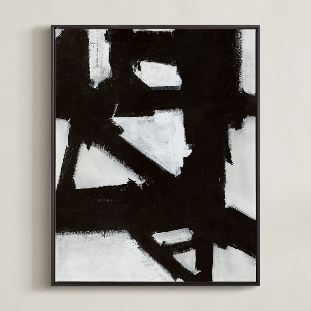 "Boxes in Boxes 2" - Art Print in Black and White by Ilana Greenberg - Framed Canvas