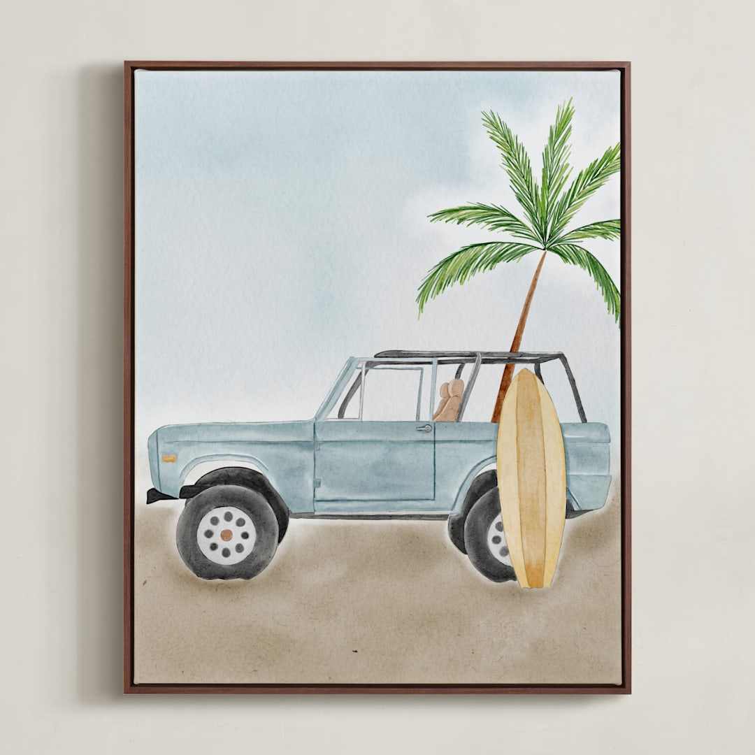 "Beach Cruiser" - Art Print in Seaside by Vilija - Framed Canvas