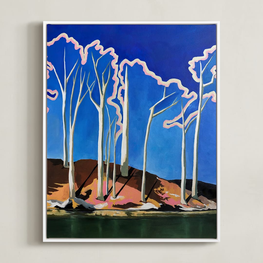 "Winter Forests Have Halos" - Art Print in Electric by Magan Ruthke - Framed Canvas