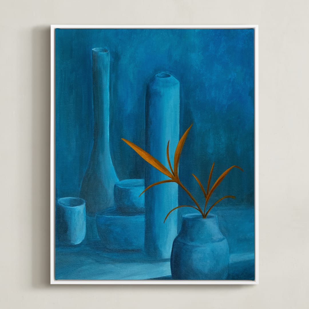 "The Leaf" - Art Print in Peacock by Michel Villalpando - Framed Canvas
