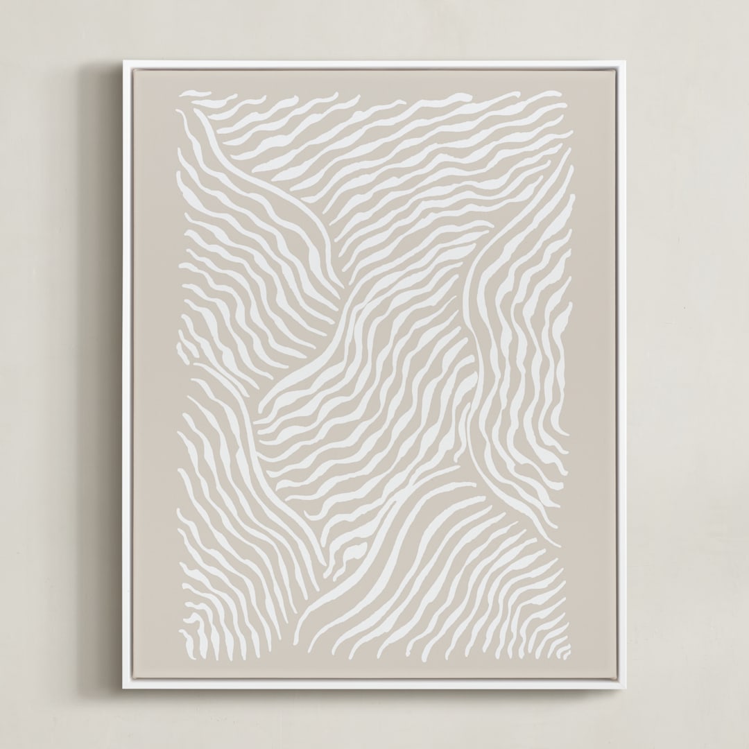 "Watery Patchwork" - Art Print in Coastal Drift by Jayne Alfieri - Framed Canvas