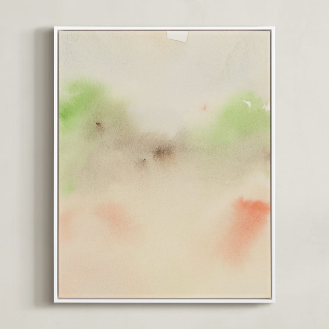 "A Secret Garden II" - Art Print in Beige by M Gloria Hunter - Framed Canvas