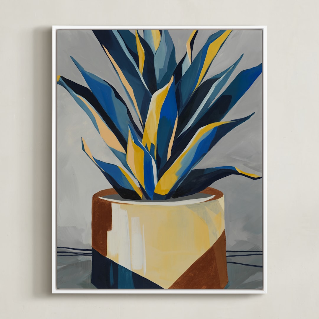"Get To The Point" - Art Print in Southwest Blue by Marla Beyer - Framed Canvas