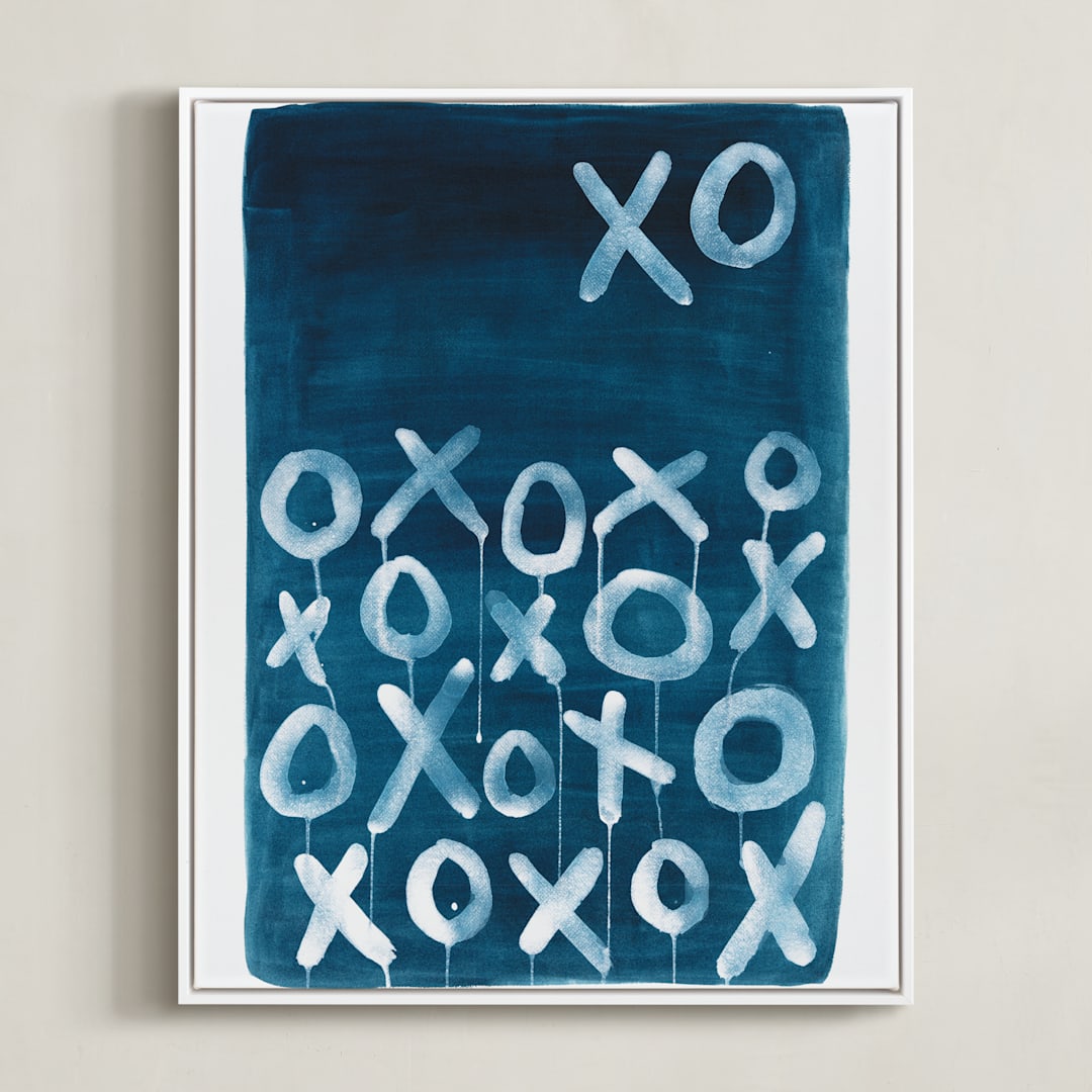 "XO Lunar" - Art Print in Payne's Gray by Michelle Owenby Design - Framed Canvas