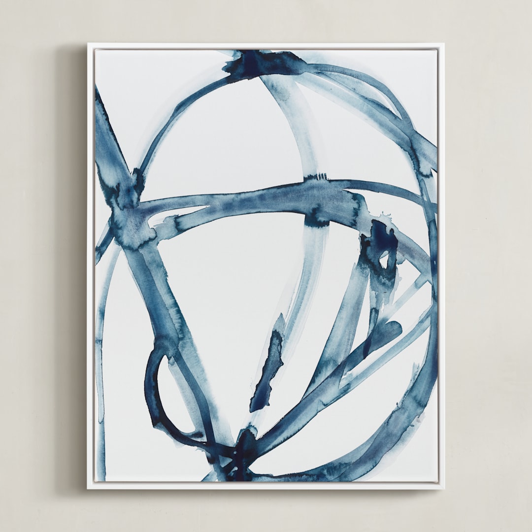 "Indigo Plant Cell" - Art Print in Indigo Blue by Mary Gaspar - Framed Canvas