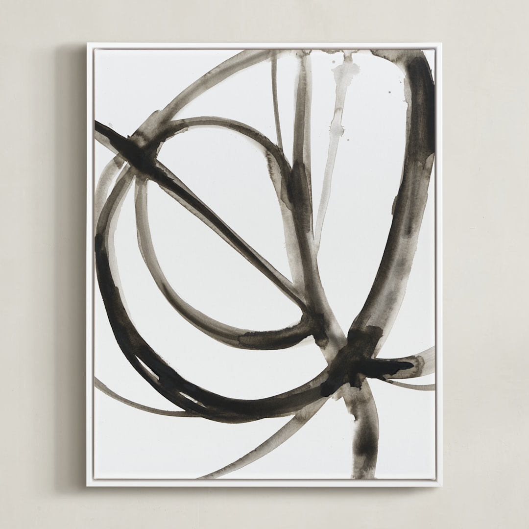 "Plant Cell 6" - Art Print in Charcoal by Mary Gaspar - Framed Canvas