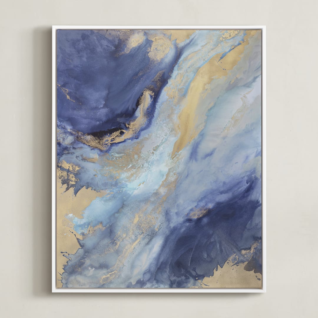 "Olympia Rises" - Art Print in Indigo by Julia Contacessi - Framed Canvas