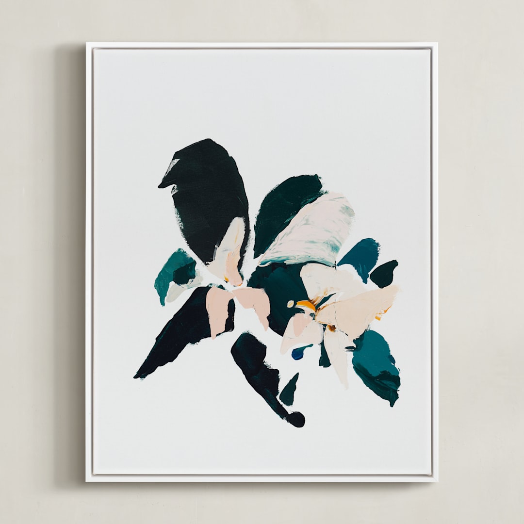 "Botanical Series #4" - Art Print in Dark blue by Caryn Owen - Framed Canvas