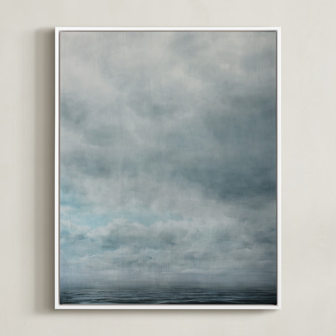 "A Meditation" - Art Print in Meditative Blue by Brian Sostrom - Framed Canvas