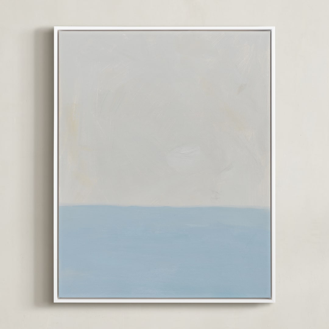 "Calm At Sea" - Art Print in Tranquil Blue by Amanda Phelps - Framed Canvas