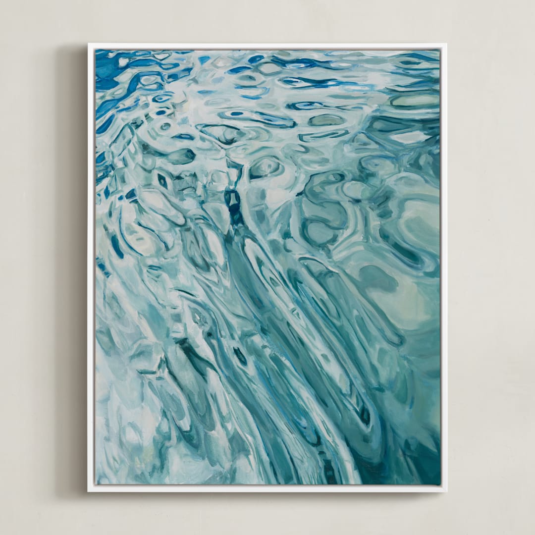 "Slip" - Art Print in Marine Blue by Kelly Johnston - Framed Canvas