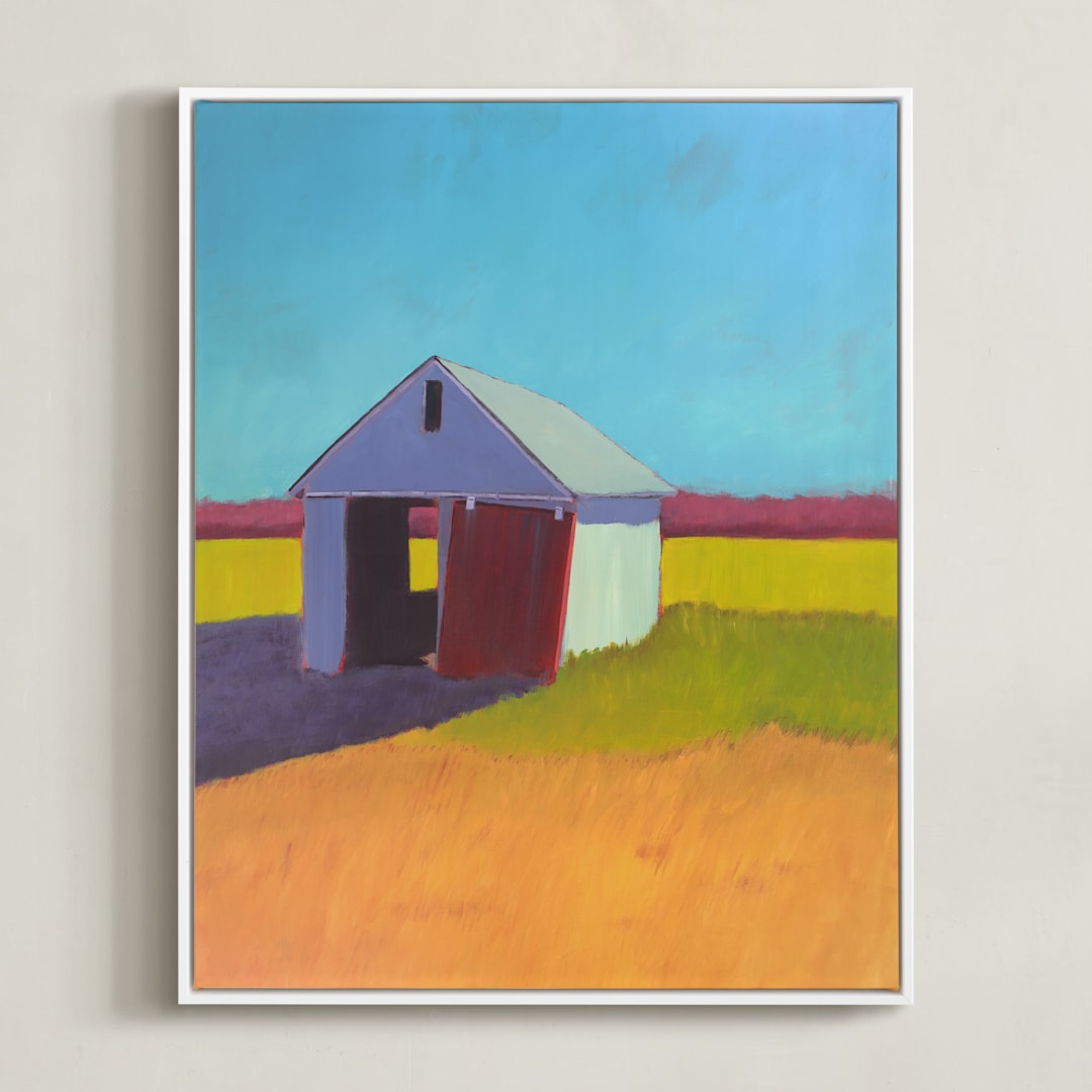 "Pumpkin Shed" - Art Print in Orange Gold by Carol C. Young - Framed Canvas