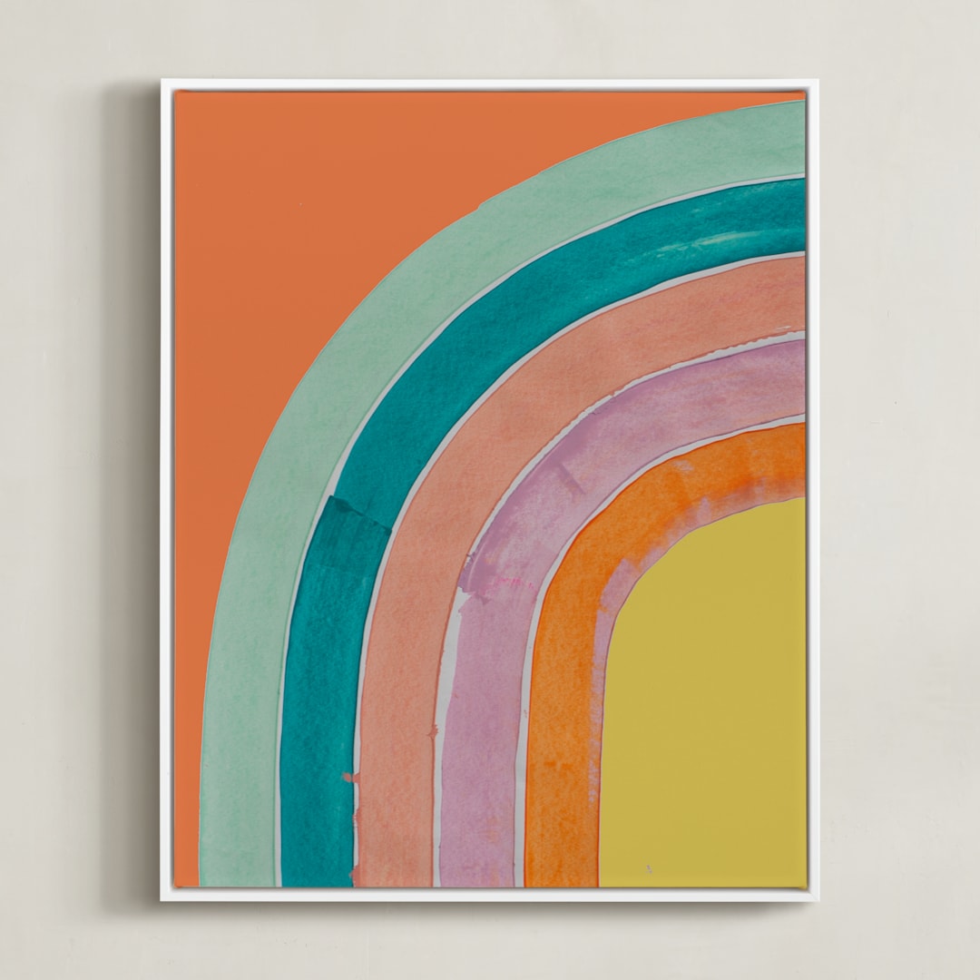 "Sherbet Rainbow" - Art Print in Rainbow by Lise Gulassa - Framed Canvas