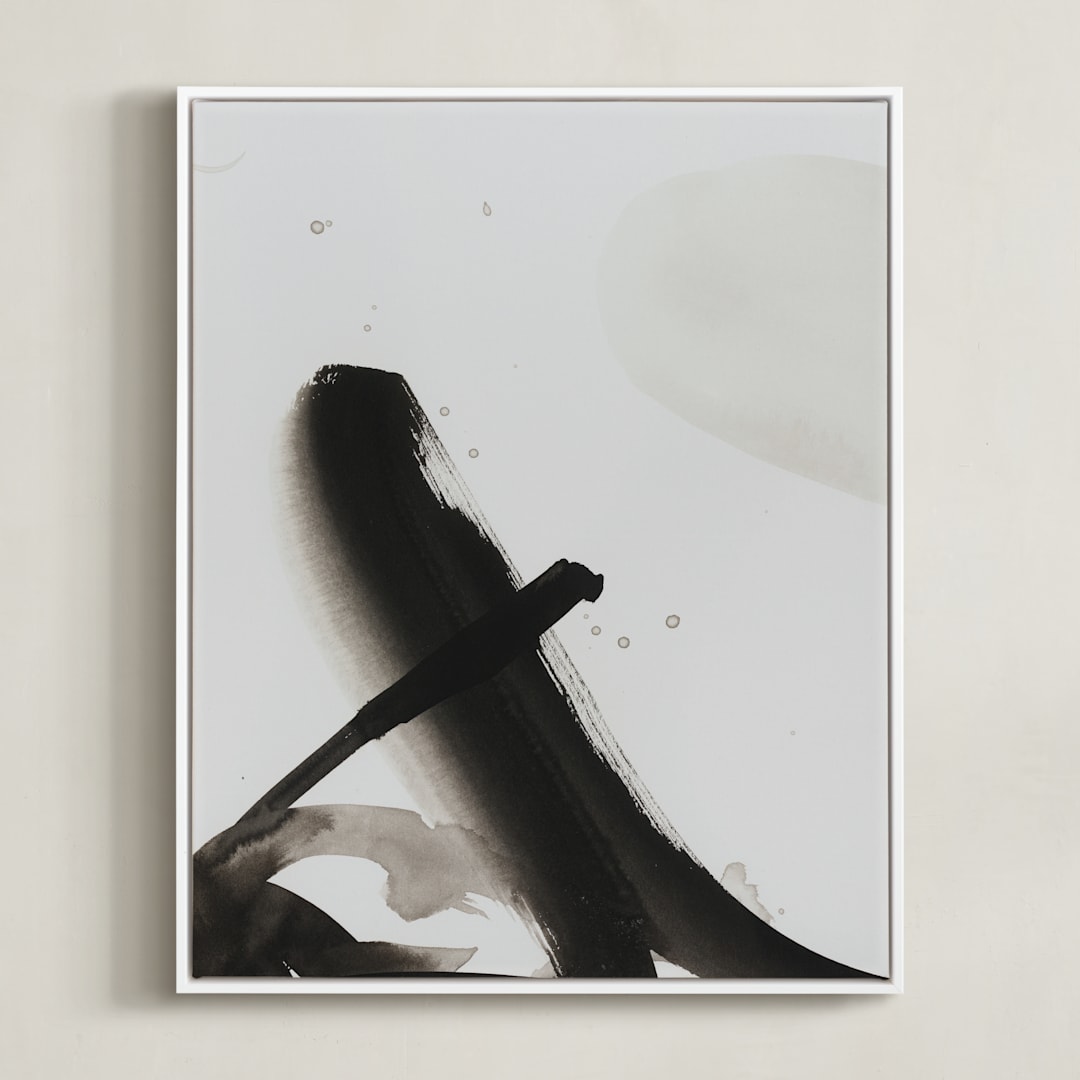 "Playful inks" - Art Print in black and white by Svitlana Martynjuk - Framed Canvas