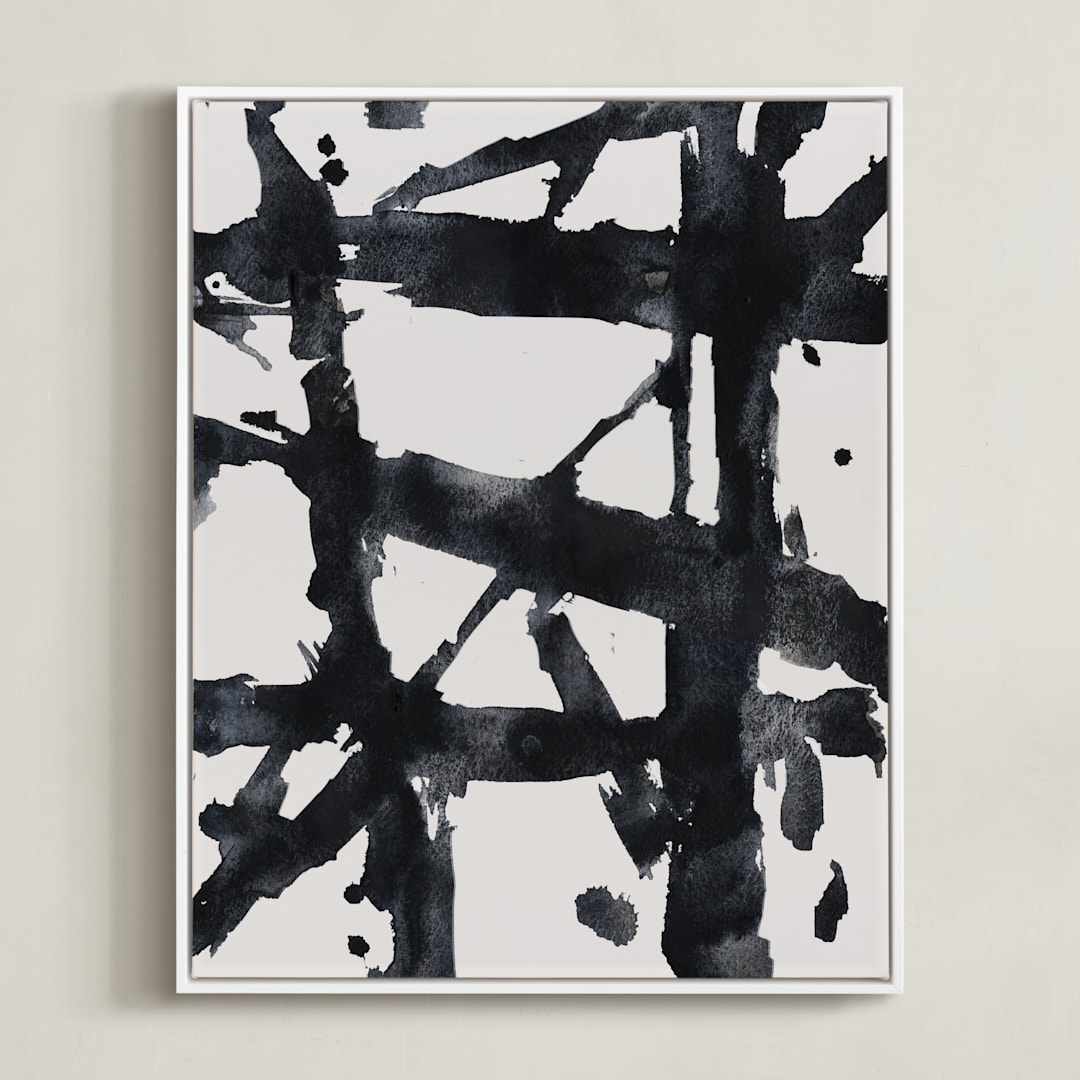 "Ink Bridges" - Art Print in Midnight Black by Afton Harding - Framed Canvas