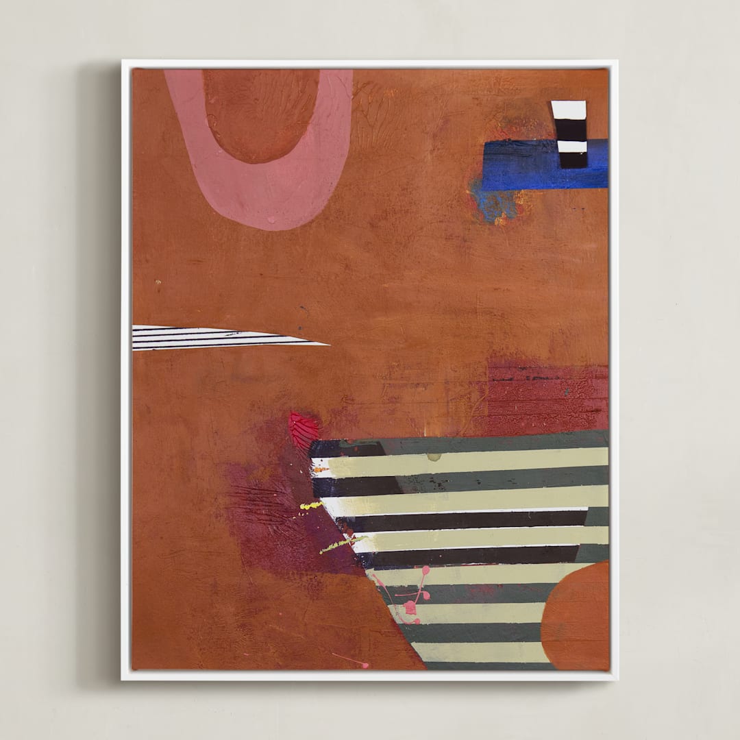 "BURNT SIENNA & BARK" - Art Print in red wine by Keren Toledano - Framed Canvas