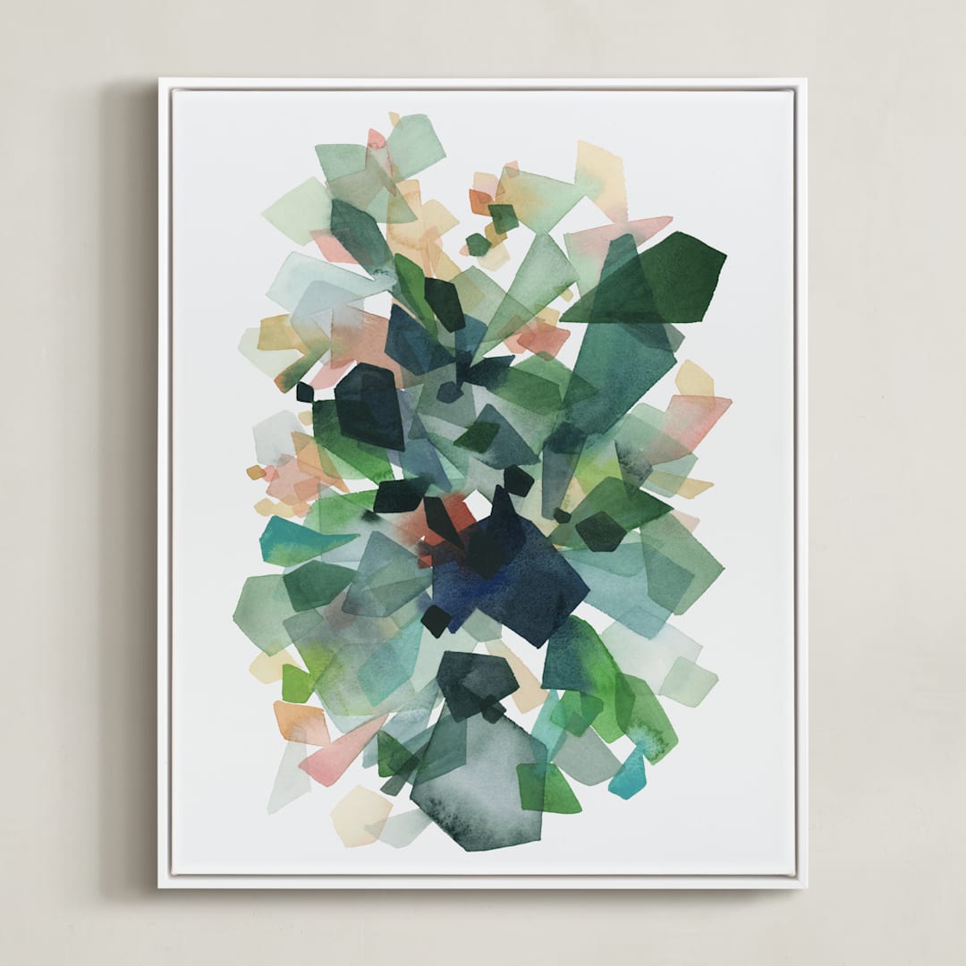 "Emerald Gems" - Art Print in Emerald Green by Yao Cheng Design - Framed Canvas