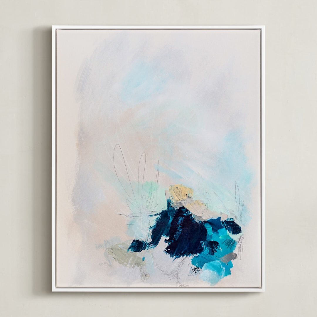"Alpine Dreaming" - Art Print in Midnight Blue by Megan Carty - Framed Canvas