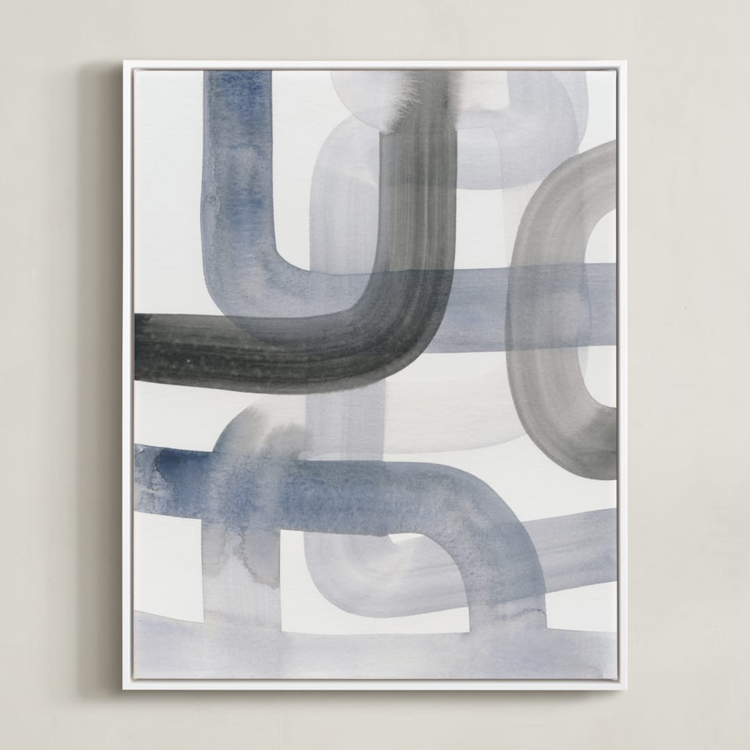 "Piping 2" - Art Print in Gray Tones by Kim Colthurst Johnson - Framed Canvas