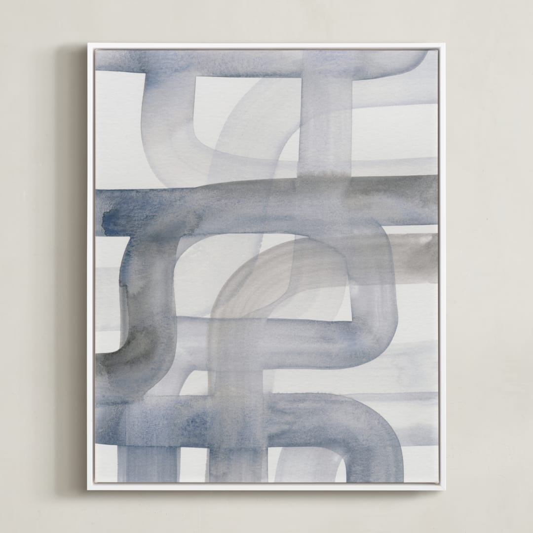 "Piping 3" - Art Print in Gray Tones by Kim Colthurst Johnson - Framed Canvas