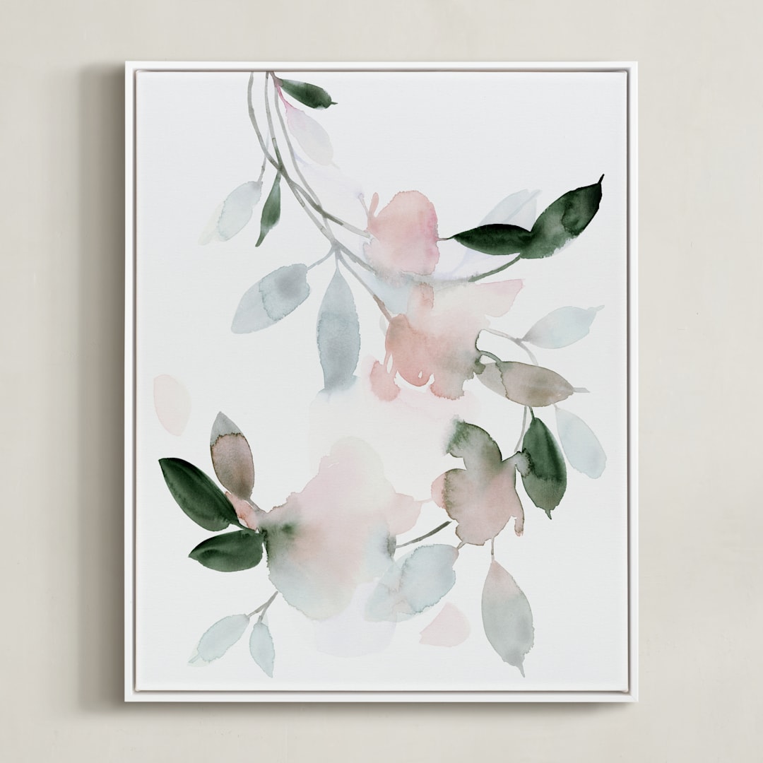 "Journeying" - Art Print in Coral by Stephanie Ryan - Framed Canvas