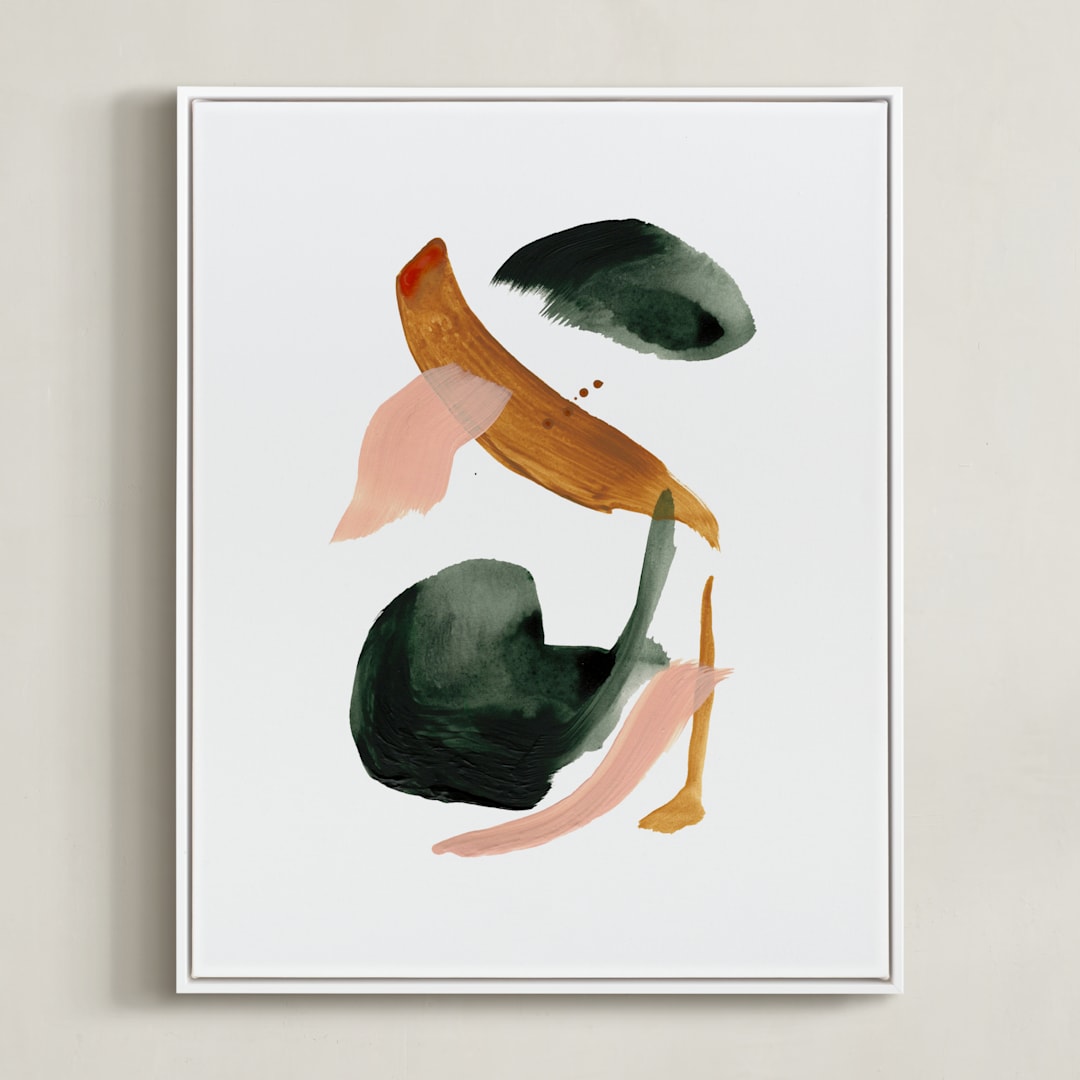 "Calm Forest No.18" - Art Print in Forest Green by Cait Courneya - Framed Canvas