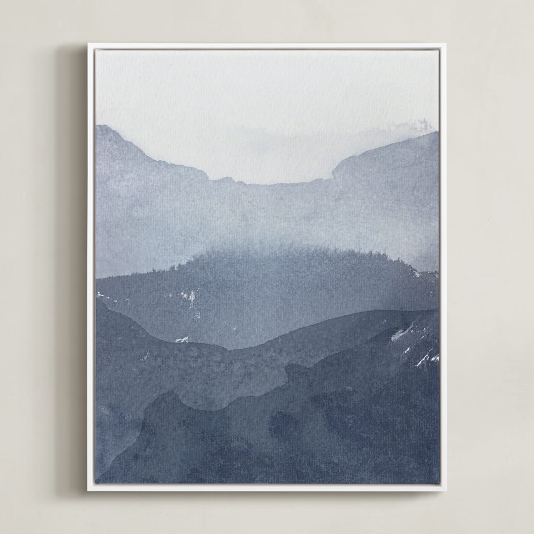"Sacred Beginning No. 1" - Art Print in Indigo by Julia Contacessi - Framed Canvas