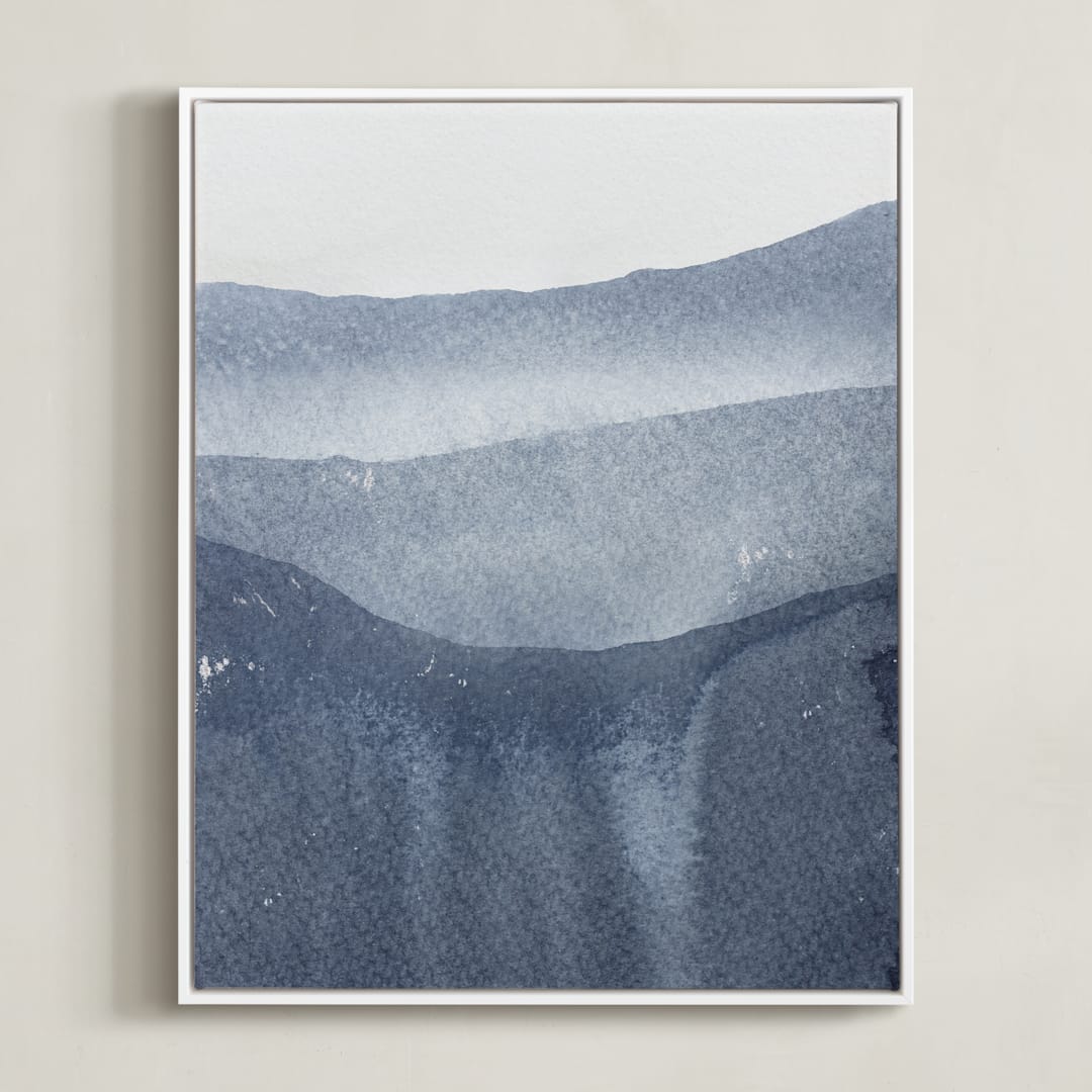"Sacred Beginning No. 2" - Art Print in Indigo by Julia Contacessi - Framed Canvas