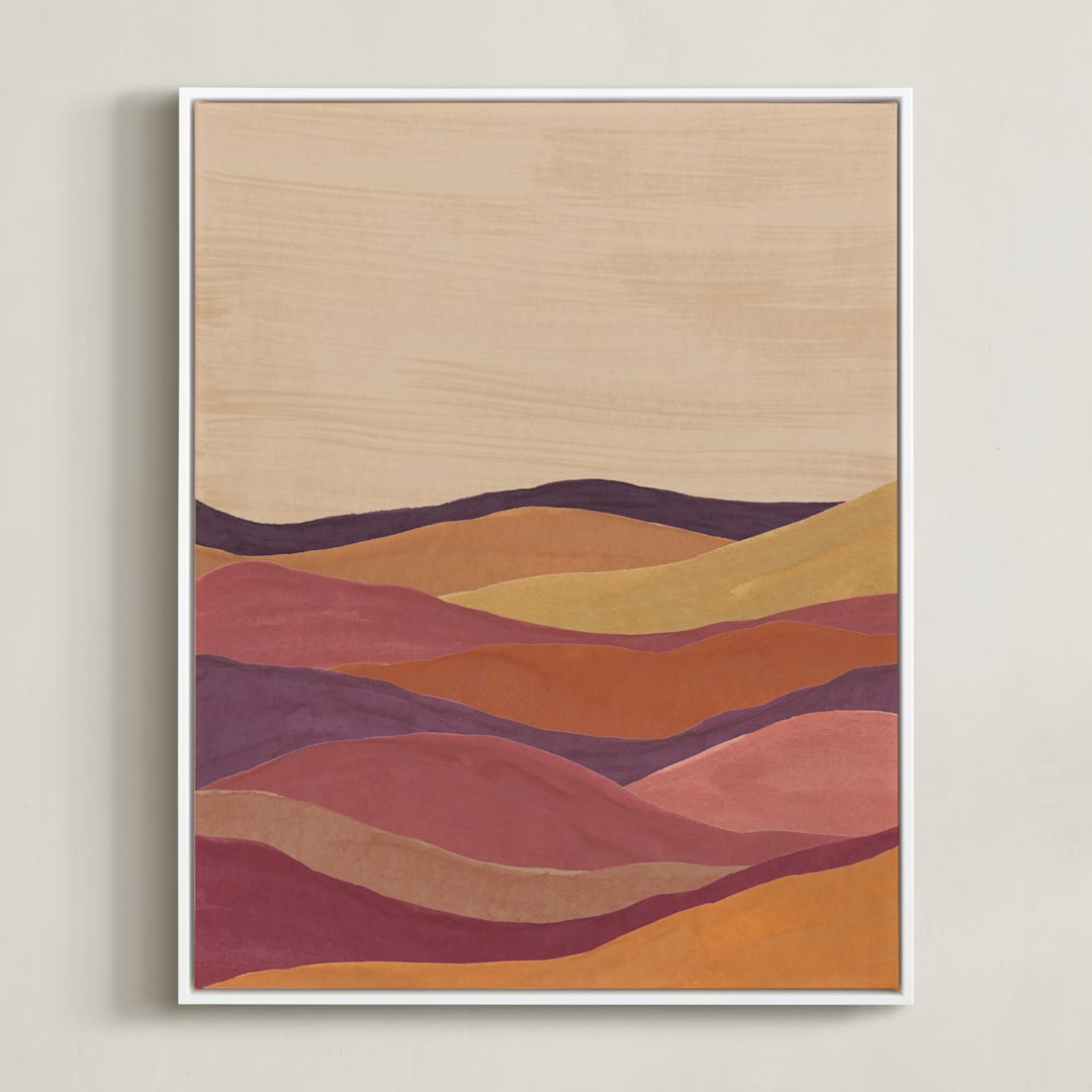 "Desert layers" - Art Print in Rosewood by Annie Shapiro - Framed Canvas