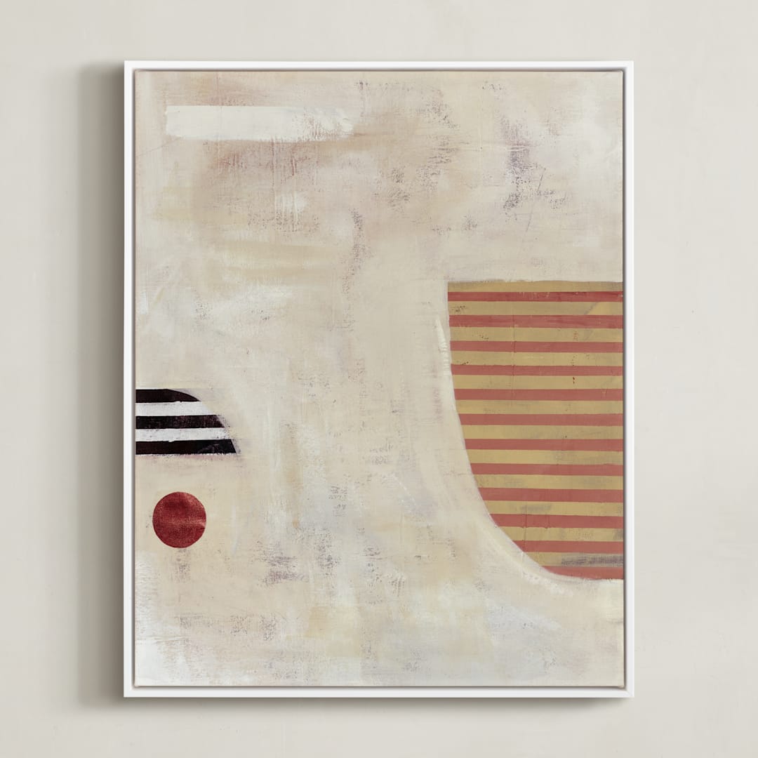 "DROP THE BALL" - Art Print in Cream by Keren Toledano - Framed Canvas