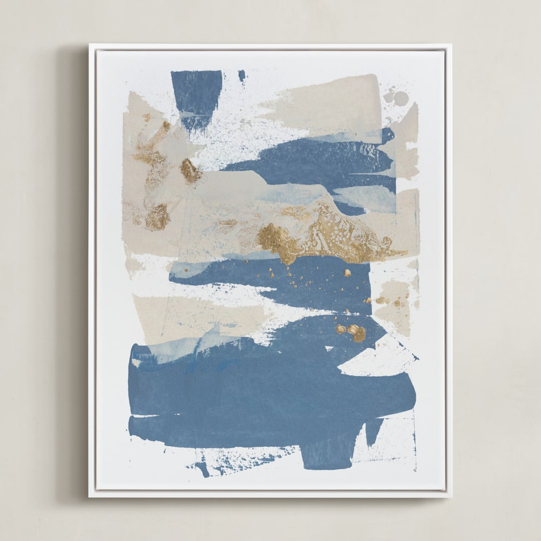 "On the Rocks No. 1" - Art Print in Wedgewood Blue by Julia Contacessi - Framed Canvas
