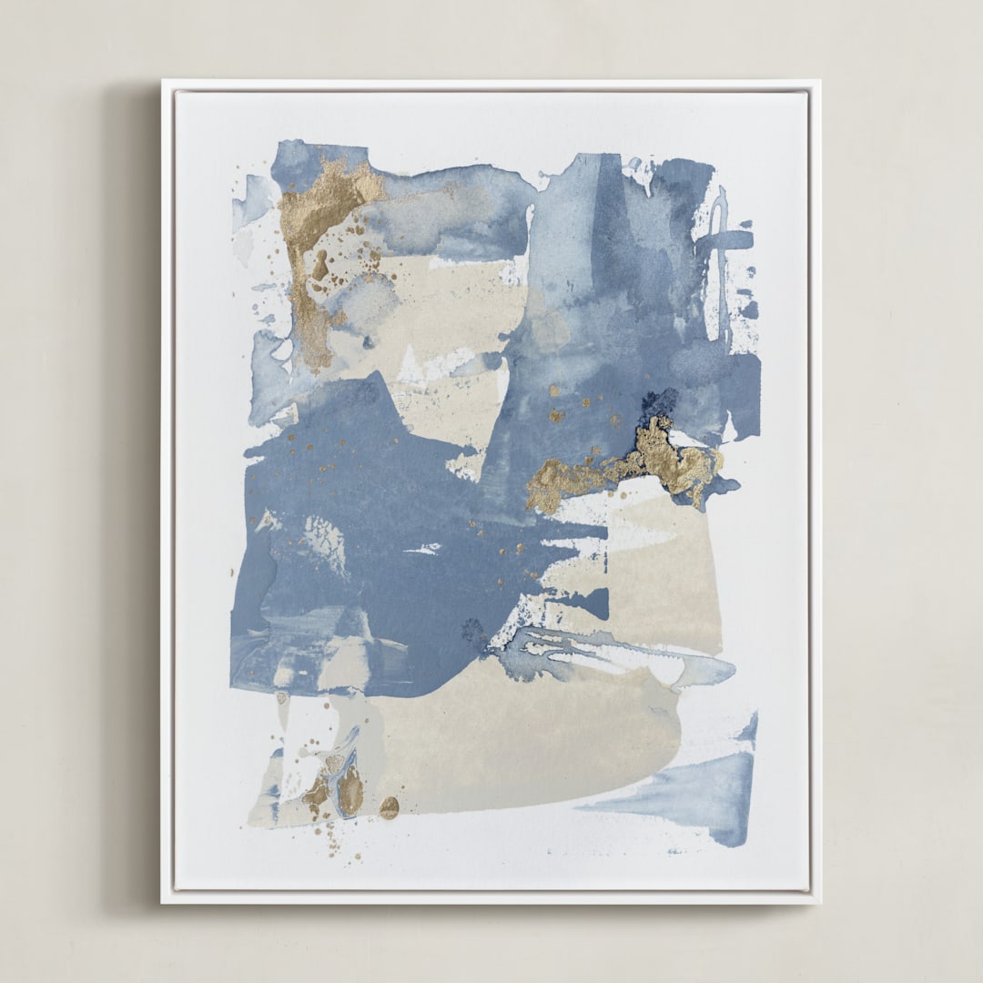 "On the Rocks No. 2" - Art Print in Wedgewood Blue by Julia Contacessi - Framed Canvas