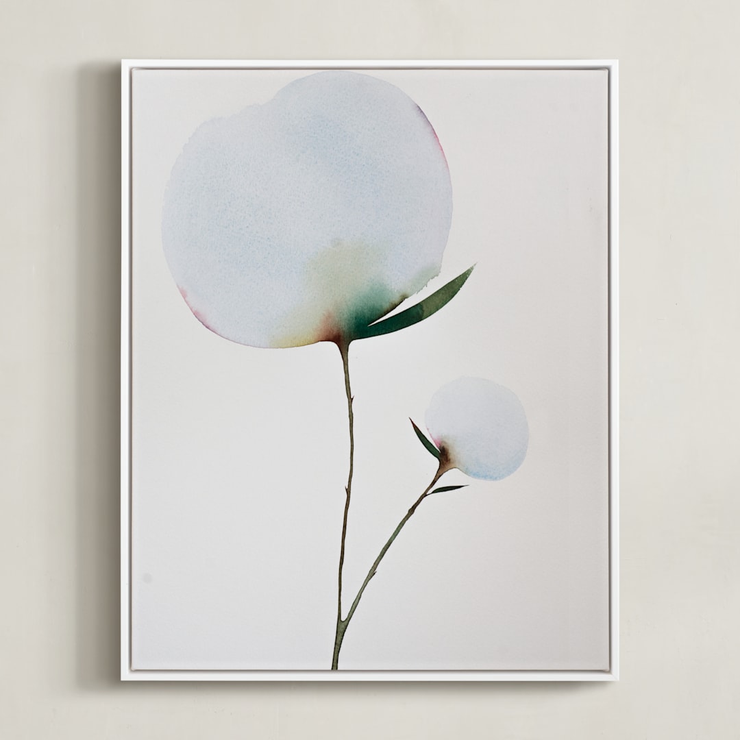 "Paran Bloom 01" - Art Print in Morning Blue by jinseikou - Framed Canvas