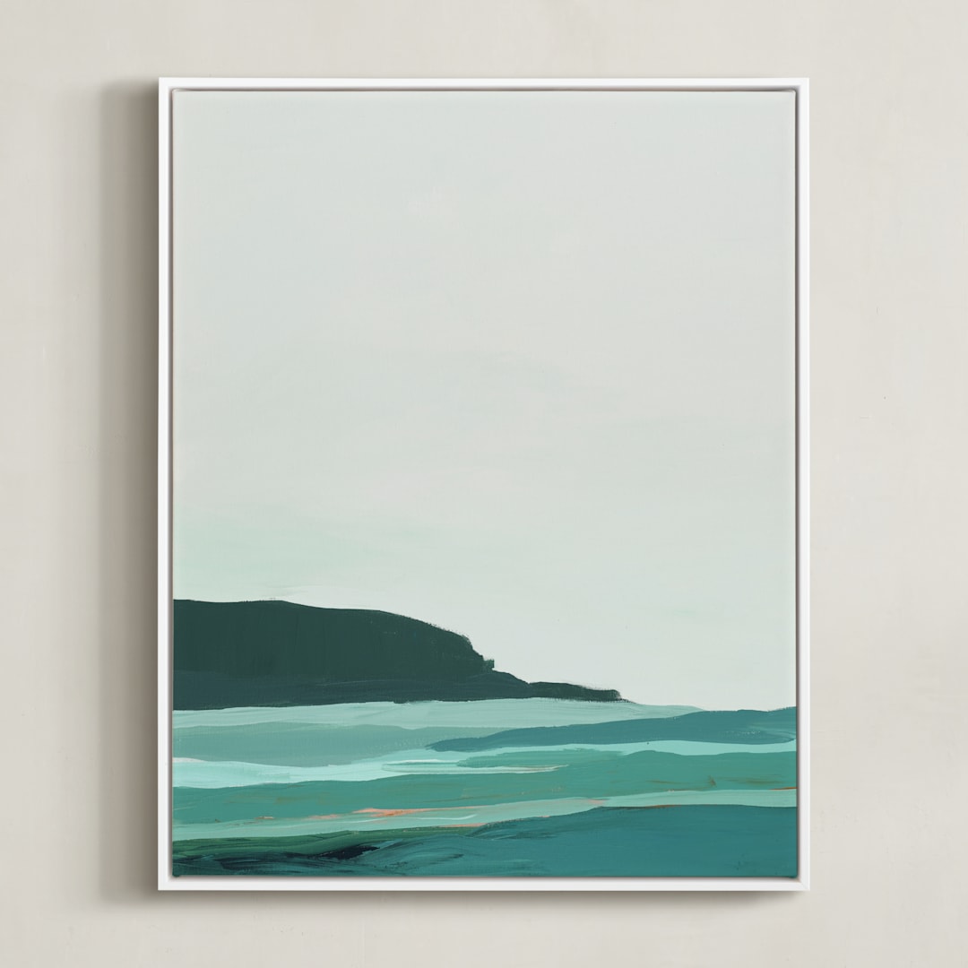 "Abstract Pacific Seascape Diptych 2" - Art Print in Turquoise by Caryn Owen - Framed Canvas