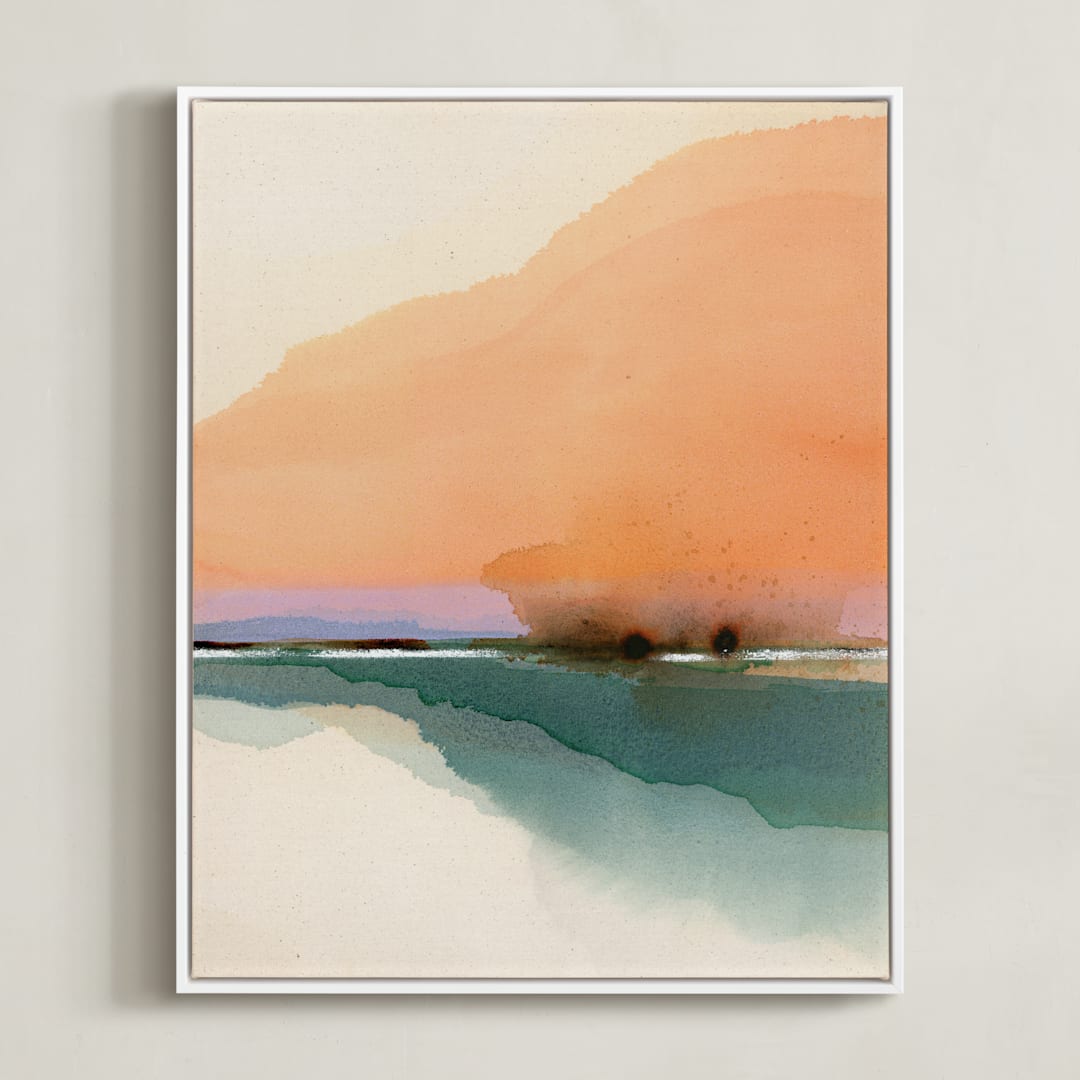 "Orange Sunset Scenery 2" - Art Print in Orange by Shina Choi - Framed Canvas