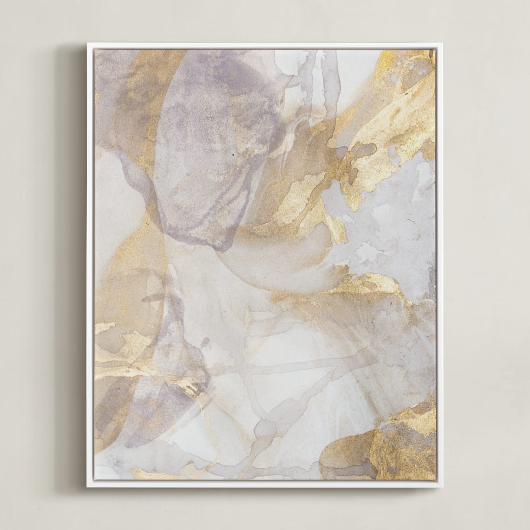 "Soft Shimmer No. 2" - Art Print in Soft Lavender Gold by Julia Contacessi - Framed Canvas