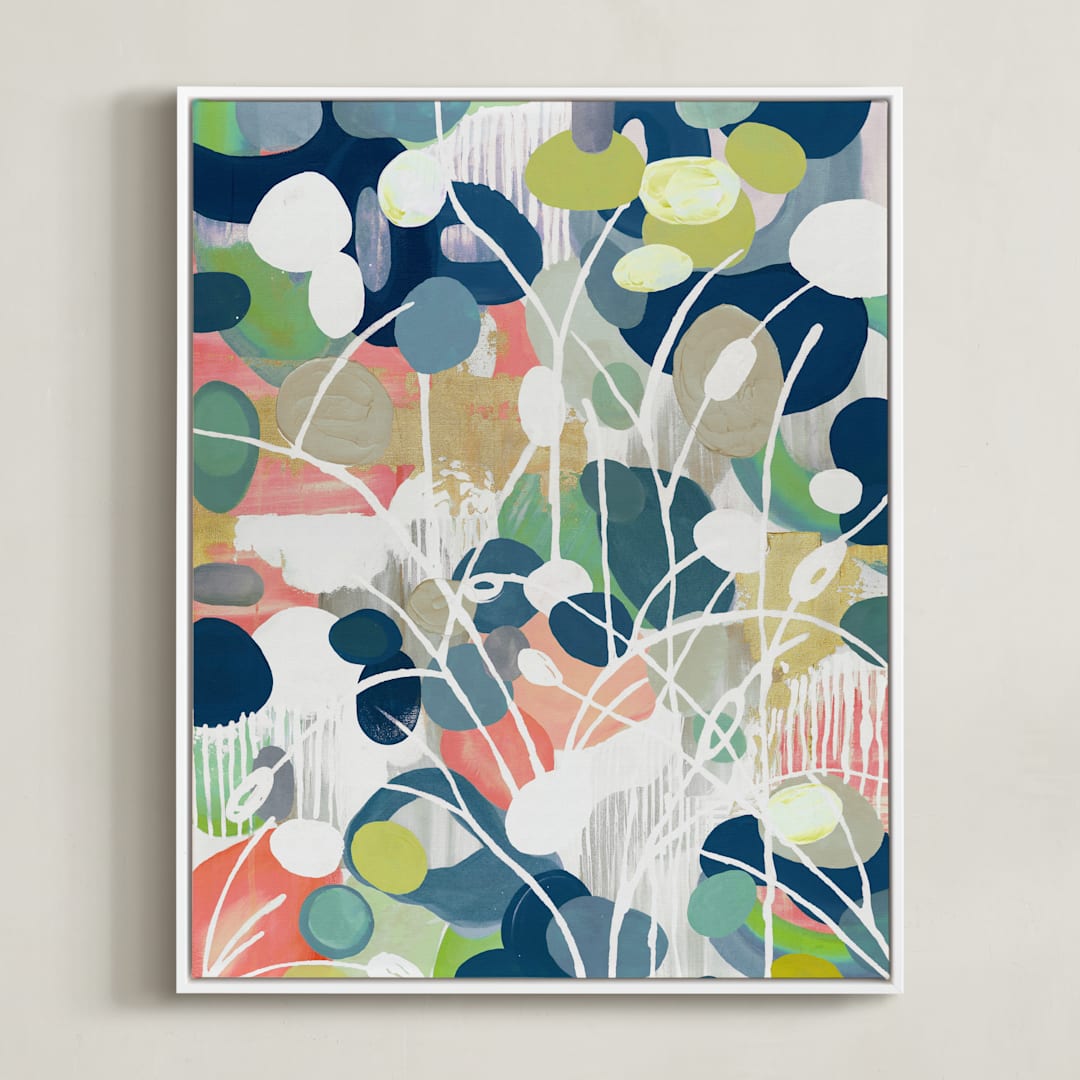 "Summer Rising" - Art Print in Slate Blue by Nancy Ramirez - Framed Canvas