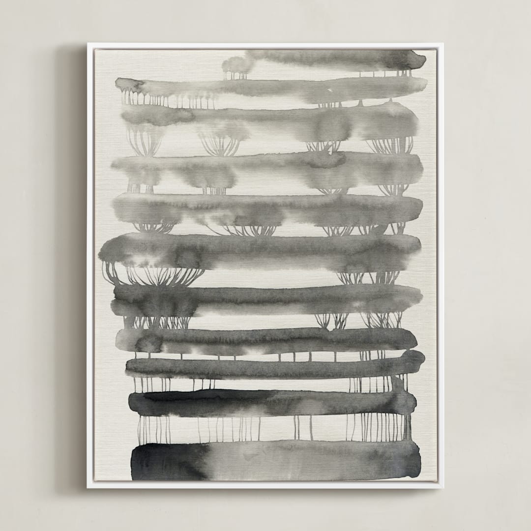 "Abstract Watercolor 90" - Art Print in Black by Ekaterina Romanova - Framed Canvas