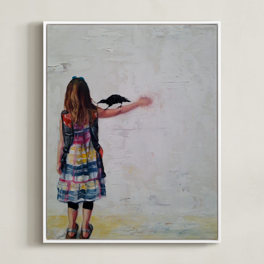 "Littlest Muse" - Art Print in Sunshine Yellow by Jamie Peterson - Framed Canvas