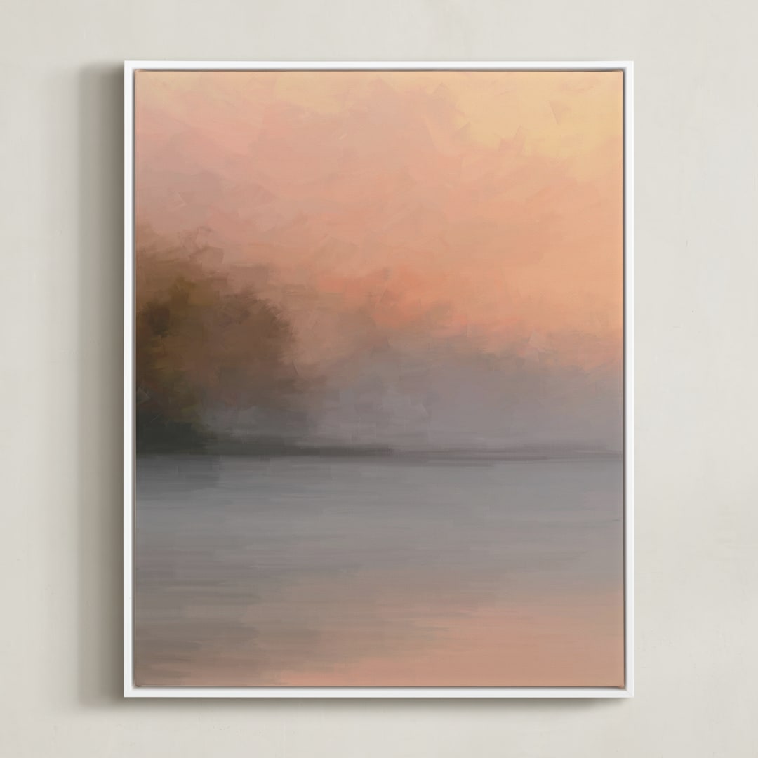 "Early Rise" - Art Print in Orange Sunburst by Amy Hall - Framed Canvas